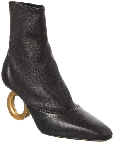 Ferragamo Square Head High-heeled Boots In Black