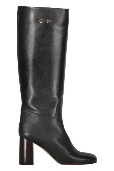 Ferragamo Leather Boots In Black