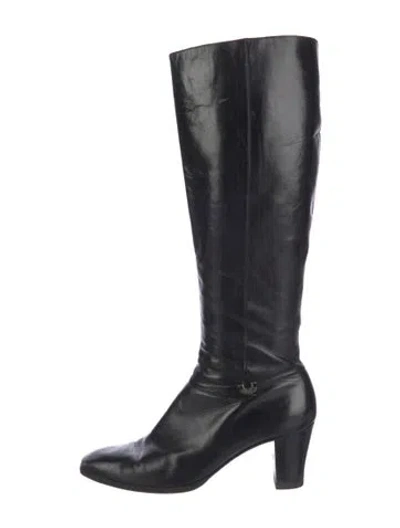 Pre-owned Ferragamo Leather Boots In Black