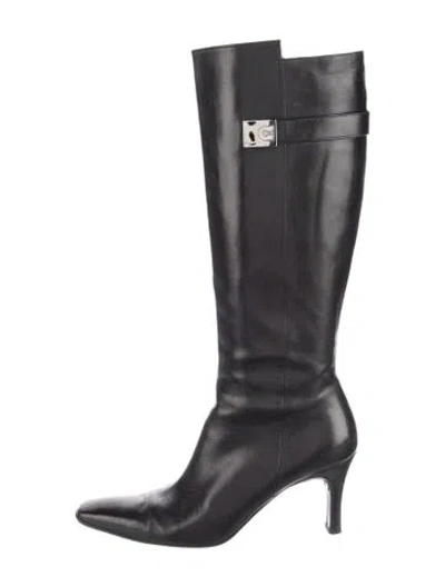 Pre-owned Ferragamo Leather Boots In Black
