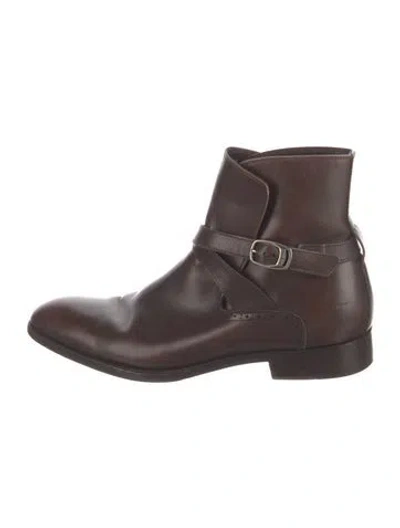 Pre-owned Ferragamo Leather Boots In Brown