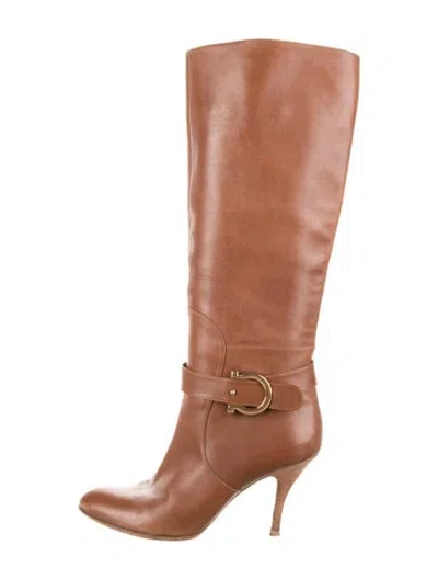 Pre-owned Ferragamo Leather Boots In Brown