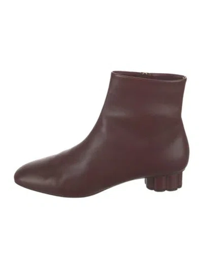 Pre-owned Ferragamo Leather Boots In Burgundy