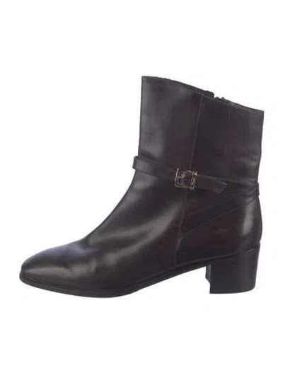 Pre-owned Ferragamo Leather Boots In Purple