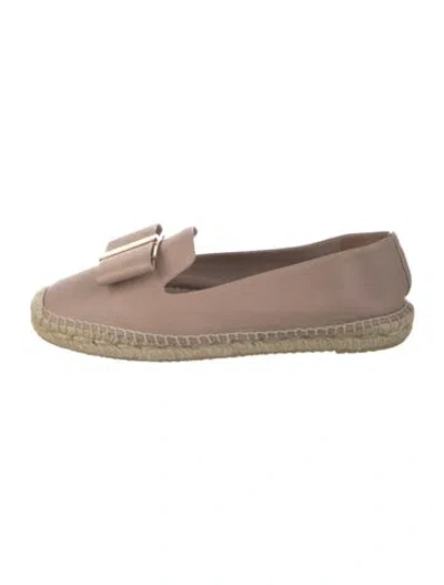 Pre-owned Ferragamo Leather Bow Accents Espadrilles In Pink