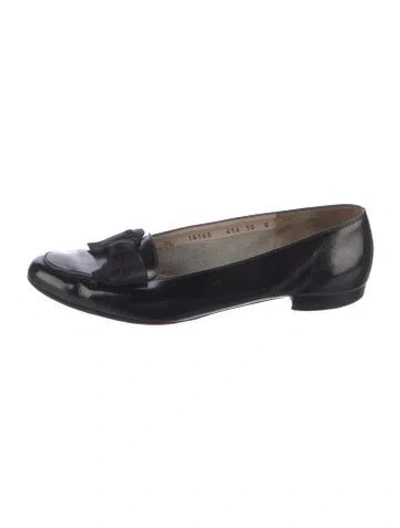 Pre-owned Ferragamo Leather Bow Accents Flats In Multi