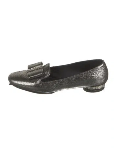 Pre-owned Ferragamo Leather Bow Accents Loafers