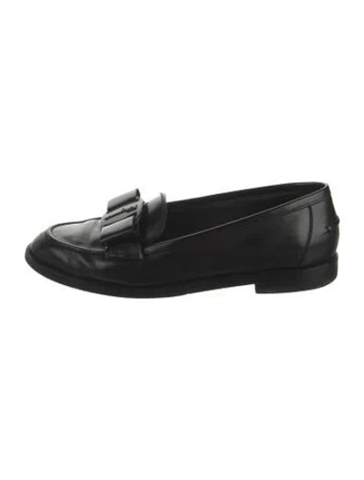 Pre-owned Ferragamo Leather Bow Accents Loafers In Black