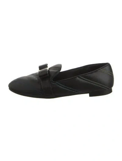 Pre-owned Ferragamo Leather Bow Accents Loafers In Black