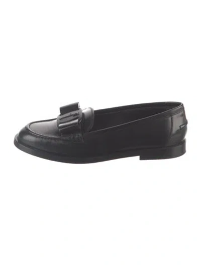 Pre-owned Ferragamo Leather Bow Accents Loafers In Blue