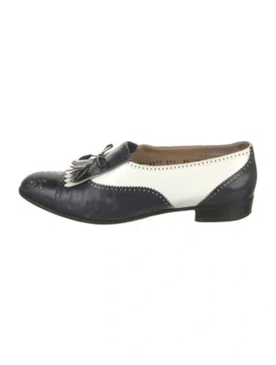 Pre-owned Ferragamo Leather Bow Accents Oxfords In White