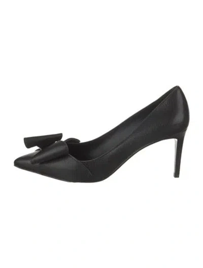 Pre-owned Ferragamo Leather Bow Accents Pumps In Black
