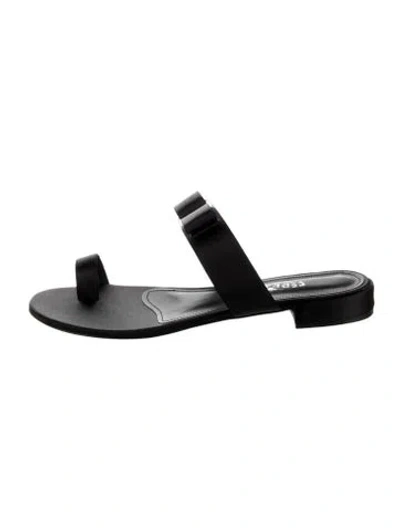 Pre-owned Ferragamo Leather Bow Accents Slides In Multi