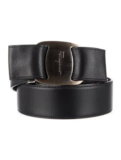 Pre-owned Ferragamo Leather Bow Accents Waist Belt In Black