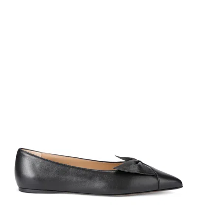 FERRAGAMO LEATHER BOW GWEN BALLET FLATS