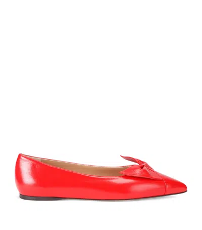 FERRAGAMO LEATHER BOW GWEN BALLET FLATS