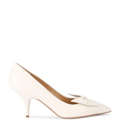 Ferragamo Gwen 70 Soft Bow Nappa Leather Pumps In White