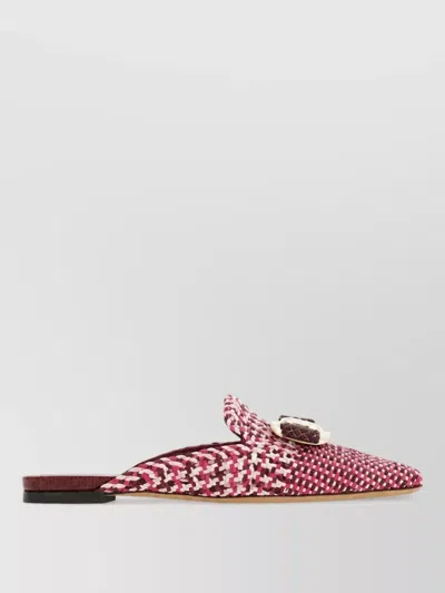 Ferragamo Leather Bow Mule Sandals In Red