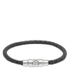 Ferragamo Leather Braided Bracelet Polished Finish In Black