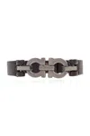 Ferragamo Gancini Leather Bracelet In Brown