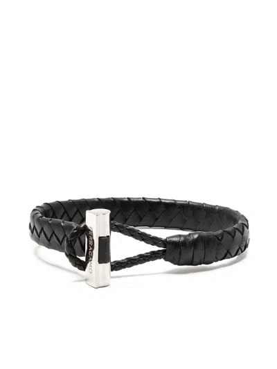 Ferragamo Leather Bracelet In Black