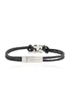 Ferragamo Double Gancini Braided Leather Bracelet In Black