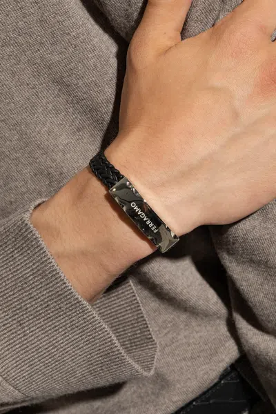 Ferragamo Braided Bracelet In Black
