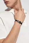 Ferragamo Pop Double Gancio Leather Bracelet In Black