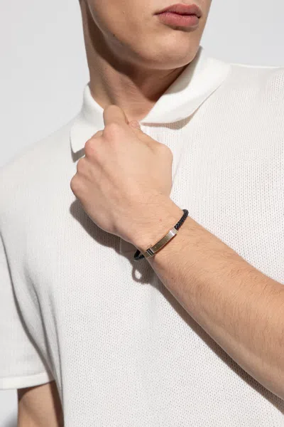 Ferragamo Leather Bracelet In Black
