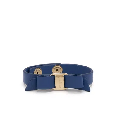 Ferragamo Leather Bracelet In Blue
