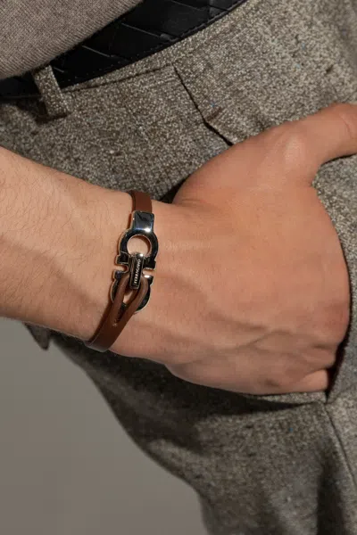 Ferragamo Leather Bracelet In Brown
