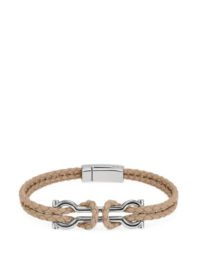 Ferragamo Double Gancini Bracelet In Brown