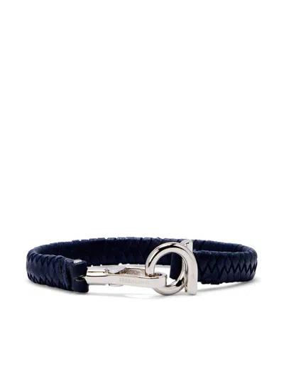 Ferragamo Leather Bracelet In Silver