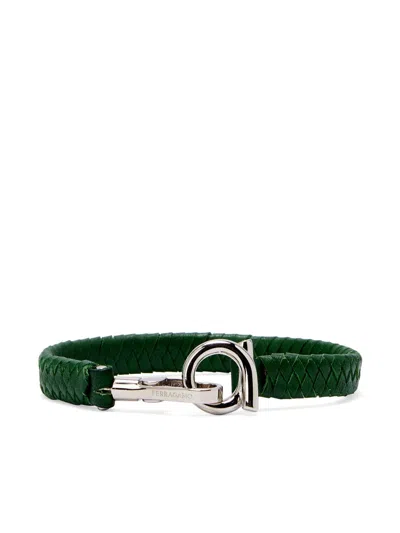 Ferragamo Leather Bracelet In Silver