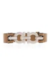 Ferragamo Double-gancini Leather Bracelet In Brown