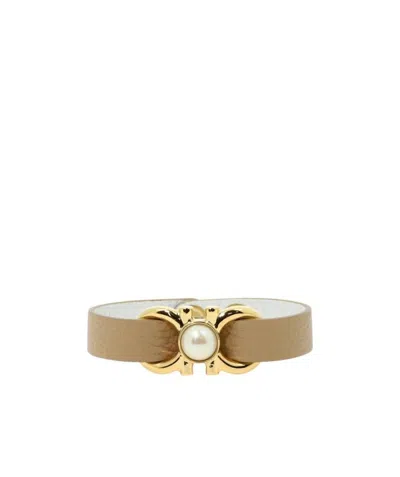 Ferragamo Leather Bracelet In Yellow