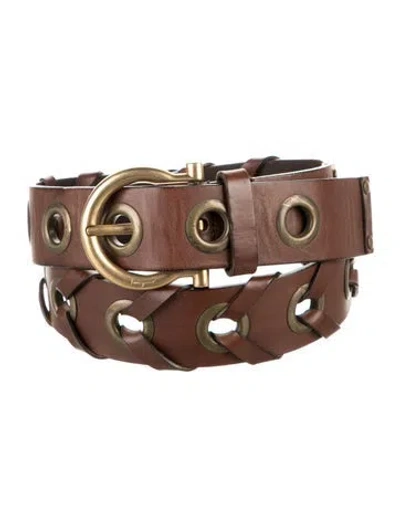 Pre-owned Ferragamo Leather Braided Accents Belt In Brown