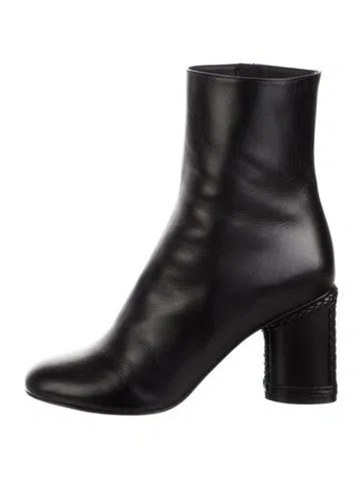 Pre-owned Ferragamo Leather Braided Accents Boots In Black
