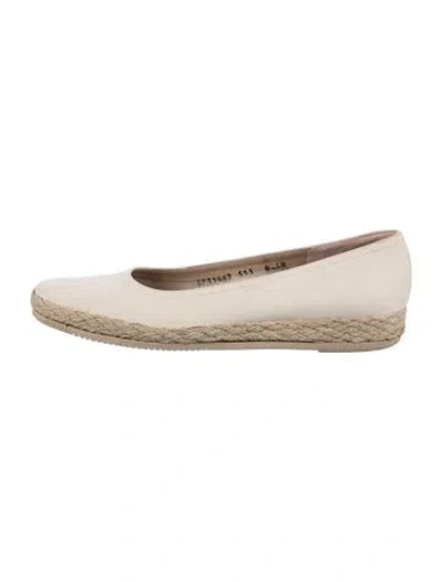Pre-owned Ferragamo Leather Braided Accents Espadrilles In Neutrals
