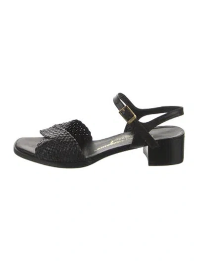 Pre-owned Ferragamo Leather Braided Accents Sandals In Black