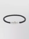 Ferragamo Leather Braided Bracelet Polished Finish In Gray