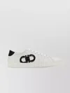 Ferragamo White Sneakers With Gancini Print On The Side And Contrasting Heel In Leather Man
