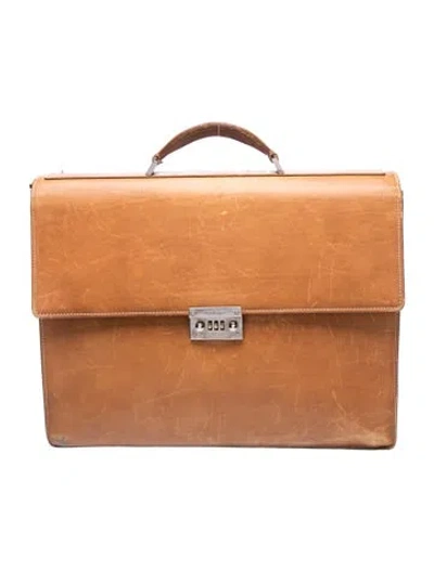Pre-owned Ferragamo Leather Briefcase In Brown