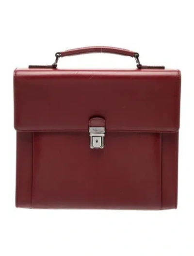 Pre-owned Ferragamo Leather Briefcase In Red