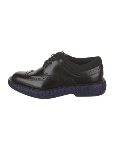 Pre-owned Ferragamo Leather Brogues In Black/purple