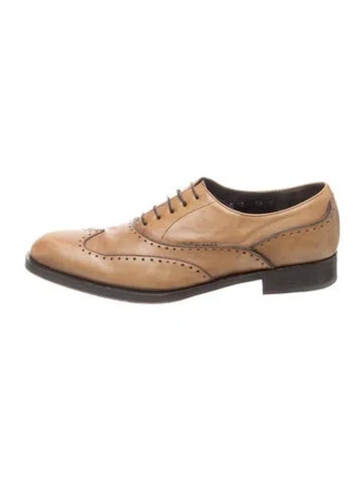 Pre-owned Ferragamo Leather Brogues In Neutrals
