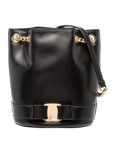 Pre-owned Ferragamo Leather Bucket Bag In Black