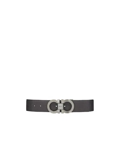 Ferragamo Leather Buckle Belt In Black