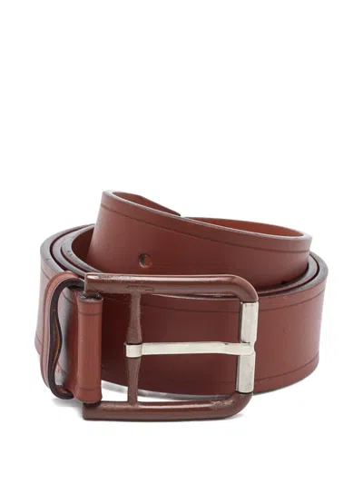 Pre-owned Ferragamo Leather Buckle Belt In Brown
