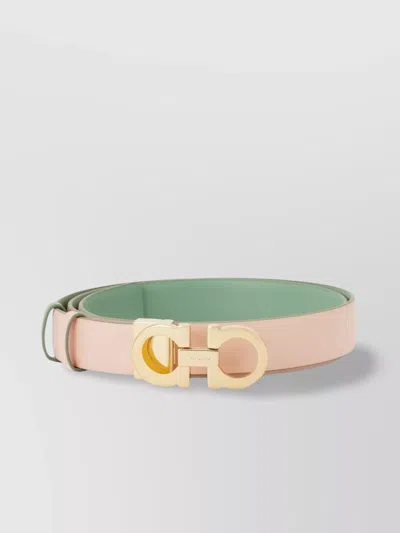Ferragamo Leather Buckle Belts Reversible In Pink